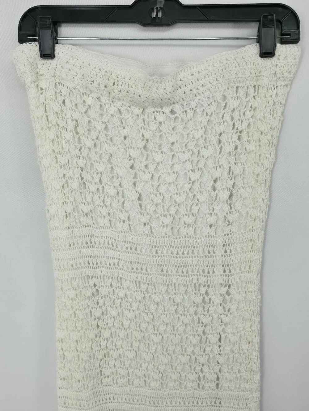 ❌️SOLD❌️M. Nicole Evening White Crochet Strapless Coastal Boho Maxi Dress Large - Picture 3 of 15